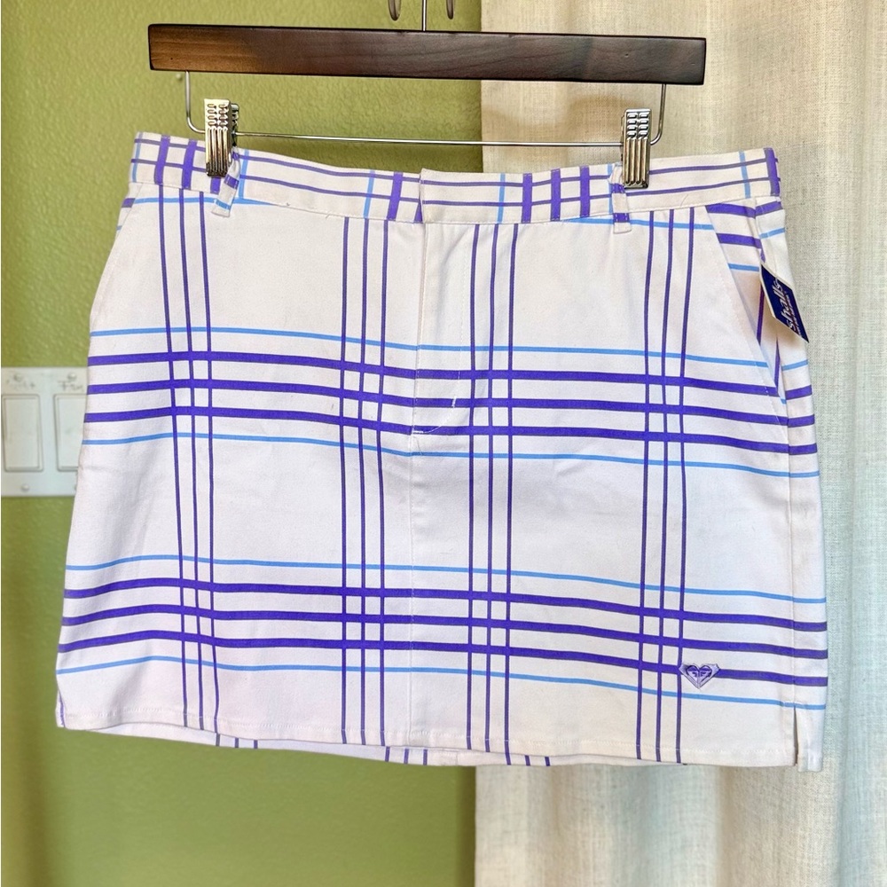 🌸ROXI NWT Plaid Purple and White Women's Skirt. Size 13. WSKIRT05.